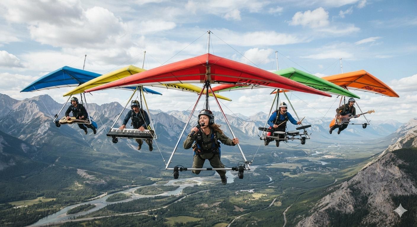 % foot hang glider movement celebration concert